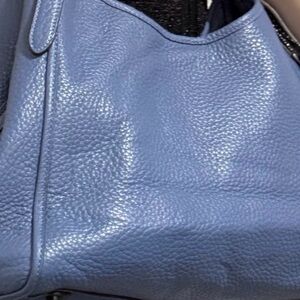COACH Lori Shoulder Bag Pebbled Leather C4824 Gunmetal/Washed Chambray Blue